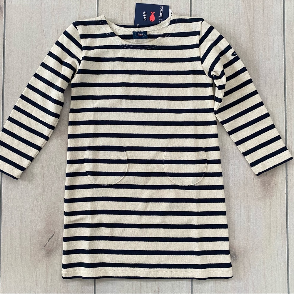 Saint James breton stripe Dress girls 10 NWT